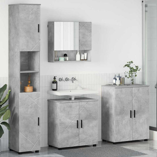 Set di mobili per il bagno 4 pz Grigio cemento 61 x 35 x 64 cm | homemem39