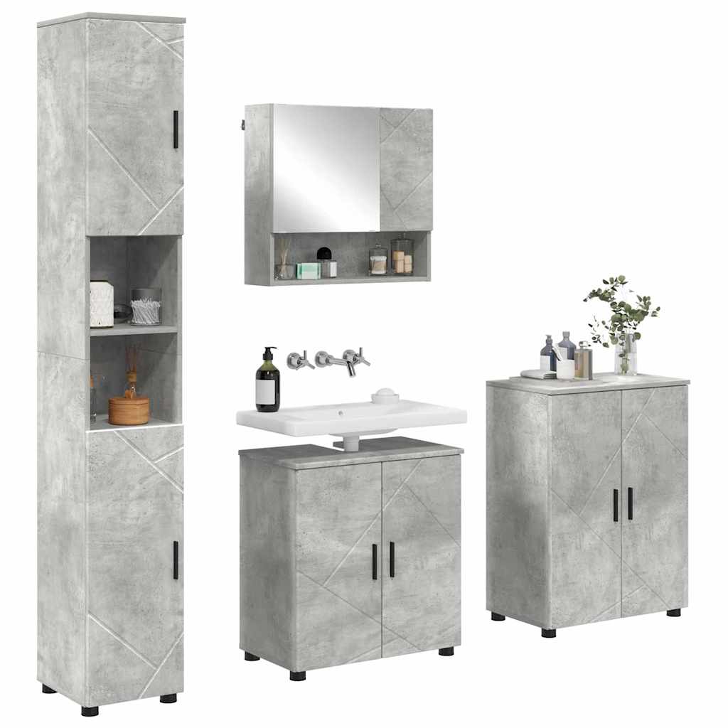 Set di mobili per il bagno 4 pz Grigio cemento 61 x 35 x 64 cm | homemem39
