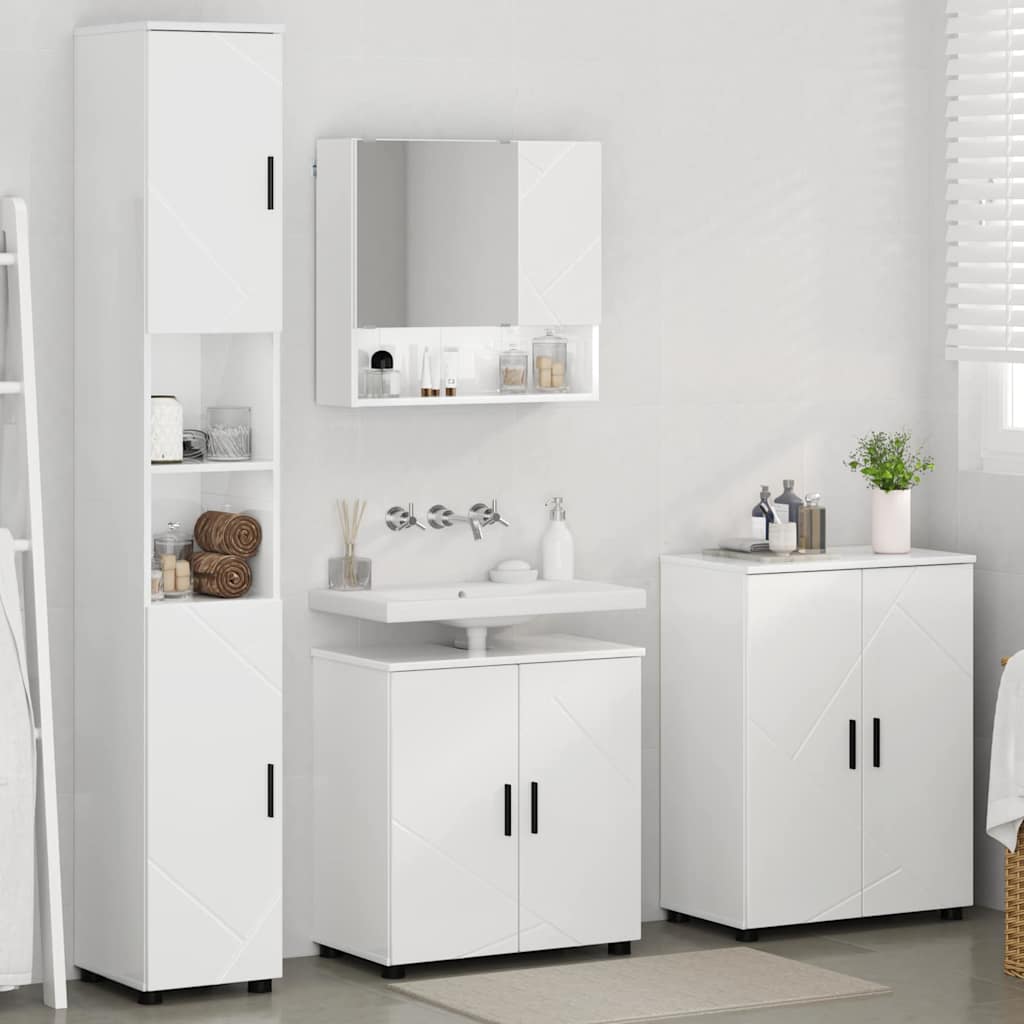 Set di mobili per il bagno 4 pz Bianco Lucido 61 x 35 x 64 cm | homemem39