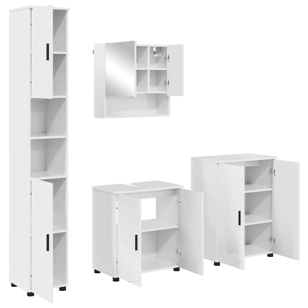 Set di mobili per il bagno 4 pz Bianco Lucido 61 x 35 x 64 cm | homemem39