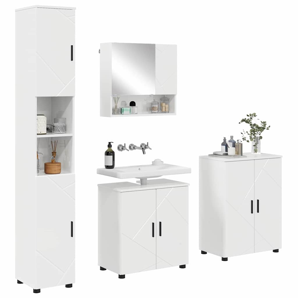 Set di mobili per il bagno 4 pz Bianco Lucido 61 x 35 x 64 cm | homemem39