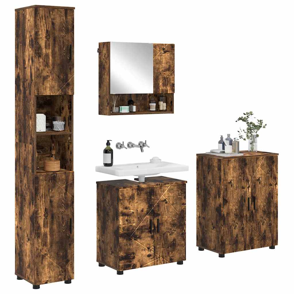 Set di mobili per il bagno 4 pz Rovere fumé 61 x 35 x 64 cm