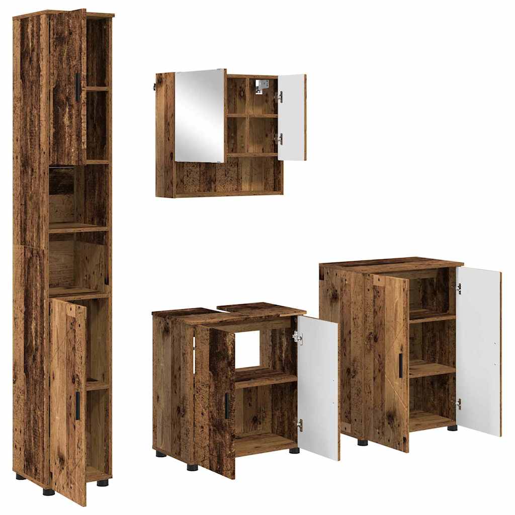 Set di mobili per il bagno 4 pz Legno vecchio 61 x 35 x 64 cm | homemem39