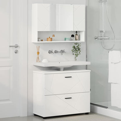 Set di mobili per il bagno con cassetto con porta 2 pcs Bianco | homemem39