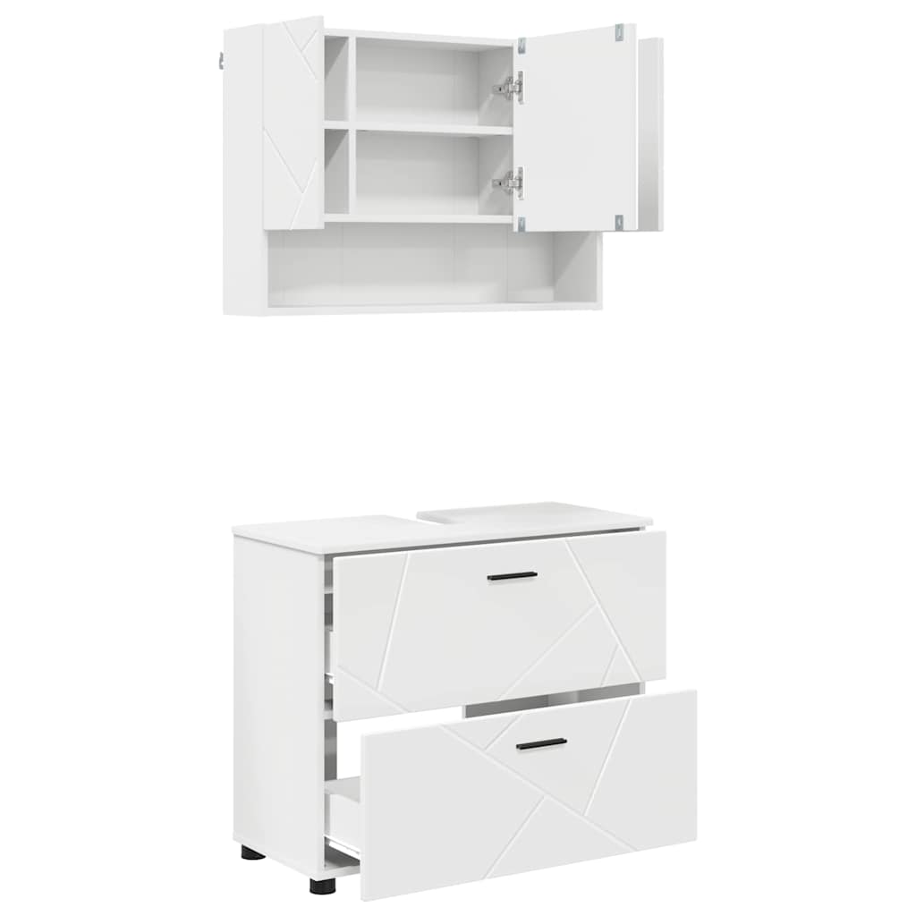 Set di mobili per il bagno con cassetto con porta 2 pcs Bianco | homemem39