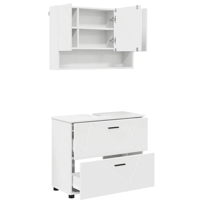 Set di mobili per il bagno con cassetto con porta 2 pcs Bianco | homemem39