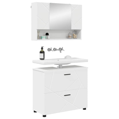 Set di mobili per il bagno con cassetto con porta 2 pcs Bianco | homemem39