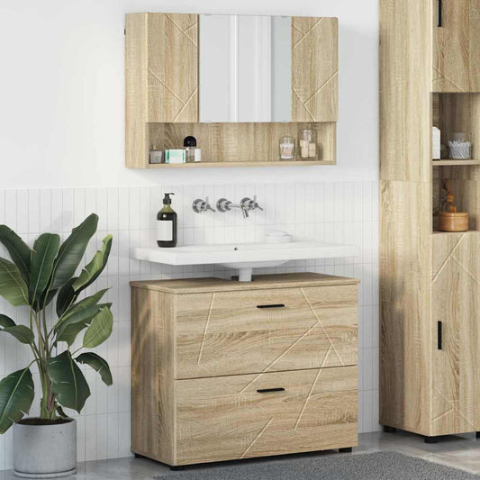 Set di mobili per il bagno 2 pz Rovere Sonoma 76,5 x 35 x 64 cm | homemem39