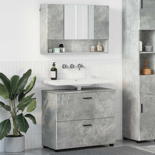 Set di mobili per il bagno 2 pz Grigio cemento | homemem39