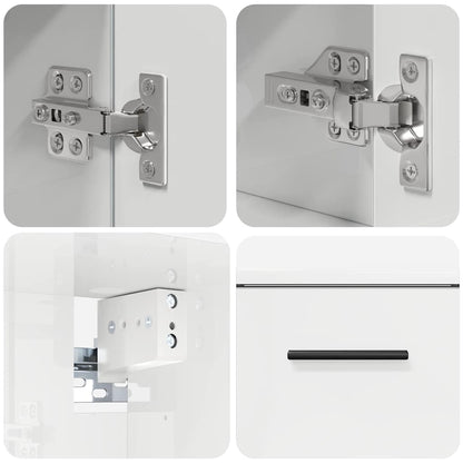 Set di mobili per il bagno con cassetto 2 pcs Bianco Lucido | homemem39