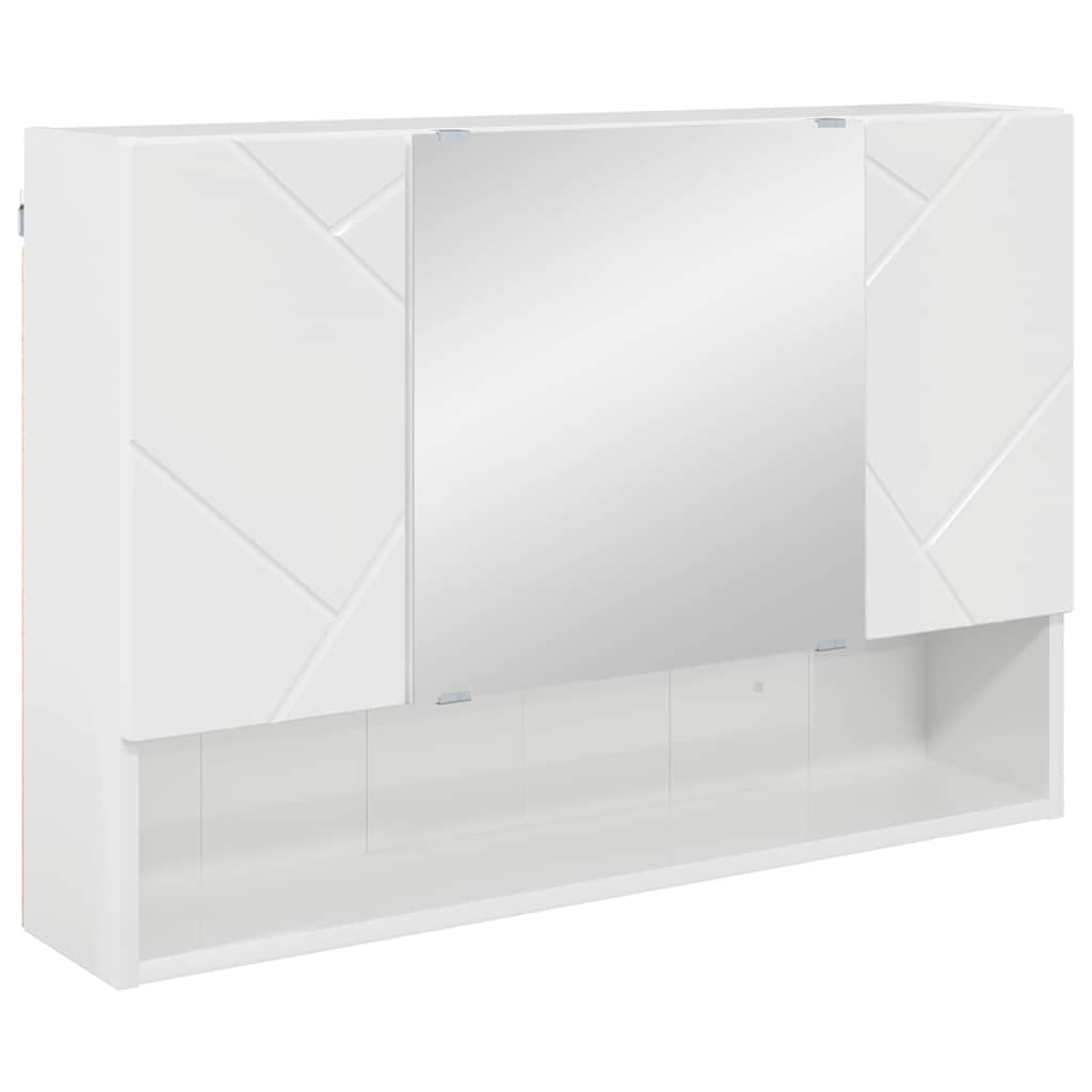 Set di mobili per il bagno con cassetto 2 pcs Bianco Lucido | homemem39