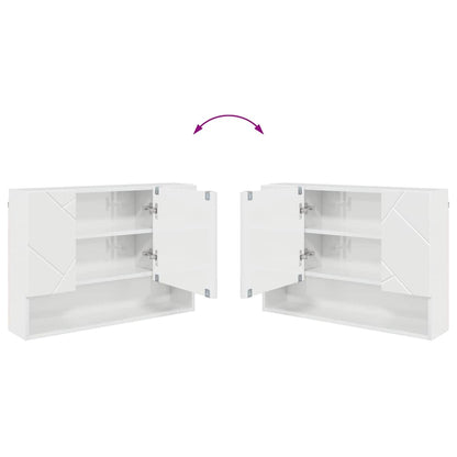 Set di mobili per il bagno con cassetto 2 pcs Bianco Lucido | homemem39