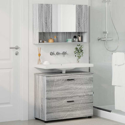 Set di mobili per il bagno con cassetto 2 pcs Grigio Sonoma