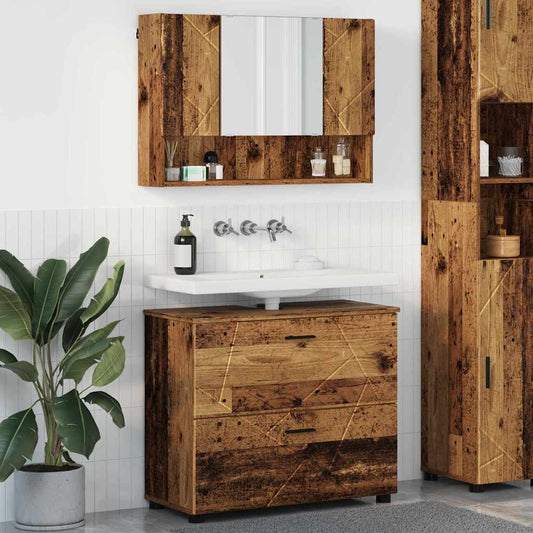Set di mobili per il bagno 2 pz Legno vecchio 76,5 x 35 x 64 cm | homemem39