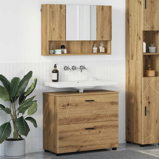 Set di mobili per il bagno 2 pz Rovere artigianale