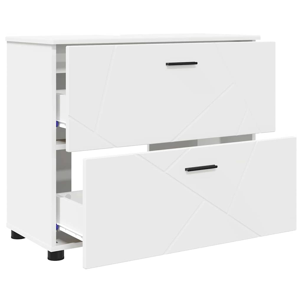 Set di mobili per il bagno con cassetto con porta 3 pcs Bianco | homemem39