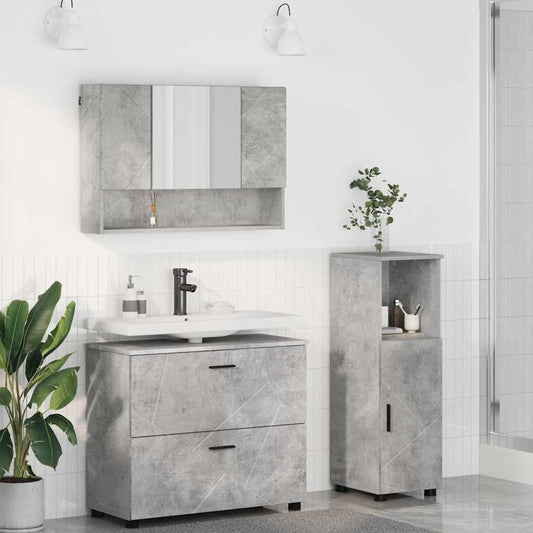Set di mobili per il bagno 3 pz Grigio cemento | homemem39