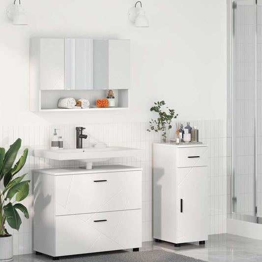 Set di mobili per il bagno con cassetto con porta 3 pcs Bianco | homemem39