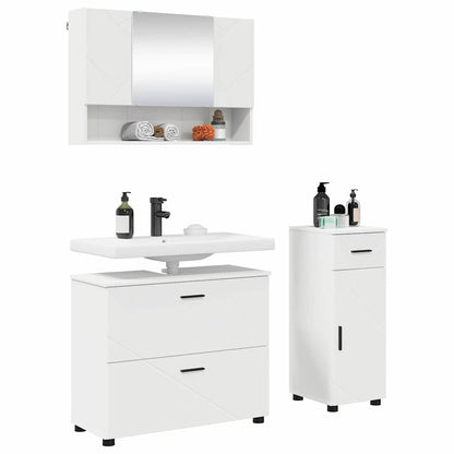 Set di mobili per il bagno con cassetto con porta 3 pcs Bianco