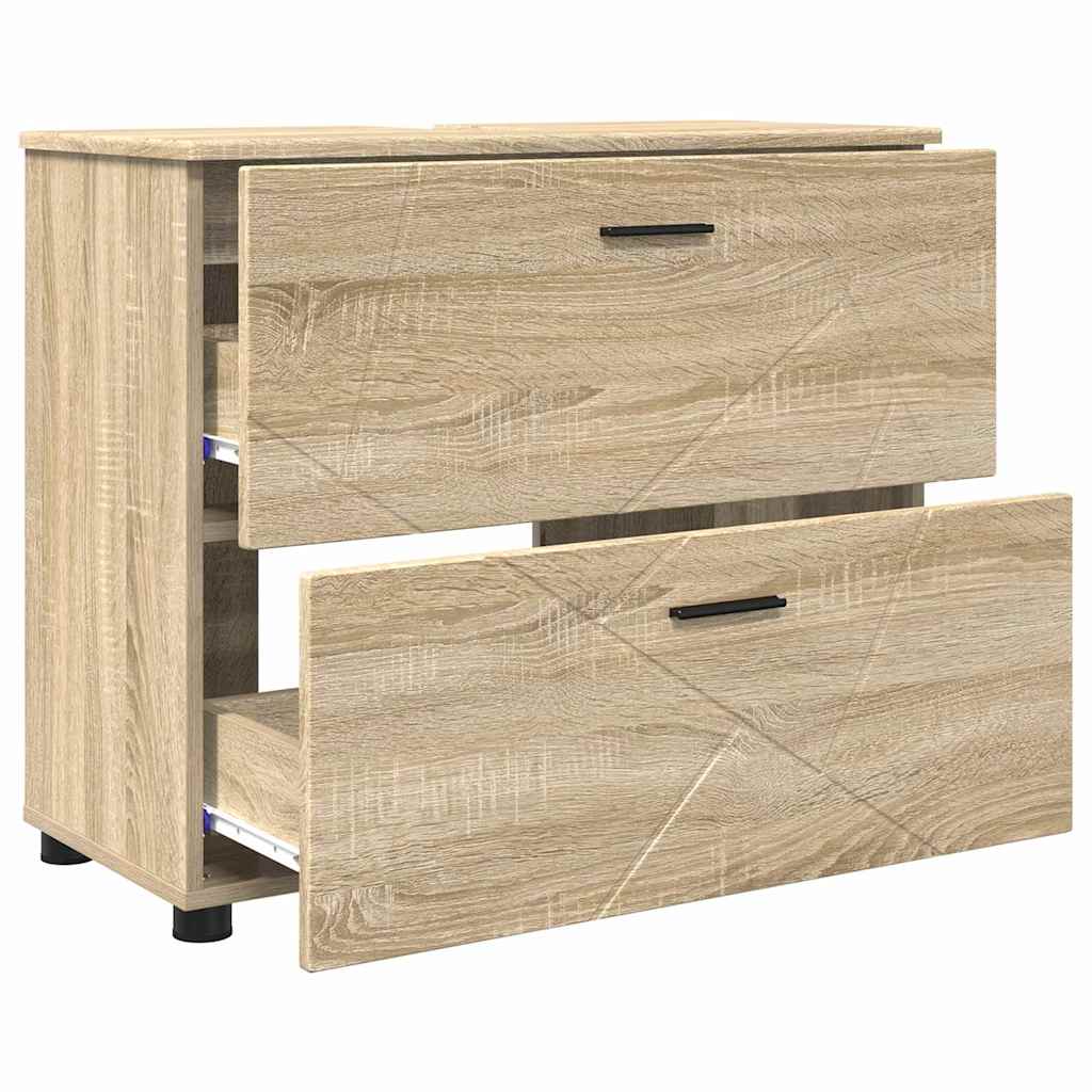 Set di mobili per il bagno con cassetto 3 pcs Rovere Sonoma