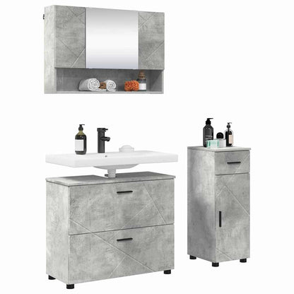 Set di mobili per il bagno con cassetto 3 pcs Grigio cemento