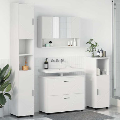 Set di mobili per il bagno con cassetto con porta 4 pcs Bianco | homemem39