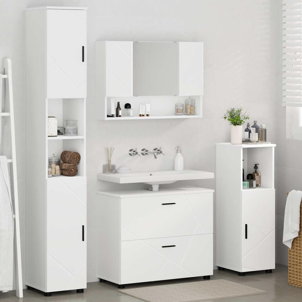 Set di mobili per il bagno con cassetto con porta 4 pcs Bianco | homemem39
