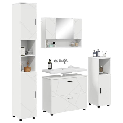Set di mobili per il bagno con cassetto con porta 4 pcs Bianco | homemem39