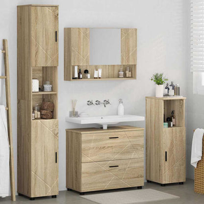 Set di mobili per il bagno con cassetto 4 pcs Rovere Sonoma