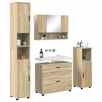 Set di mobili per il bagno con cassetto 4 pcs Rovere Sonoma