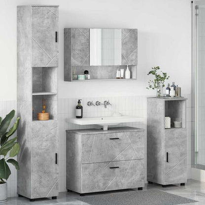 Set di mobili per il bagno con cassetto 4 pcs Grigio cemento