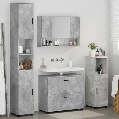 Set di mobili per il bagno con cassetto 4 pcs Grigio cemento