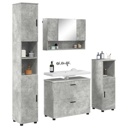Set di mobili per il bagno con cassetto 4 pcs Grigio cemento