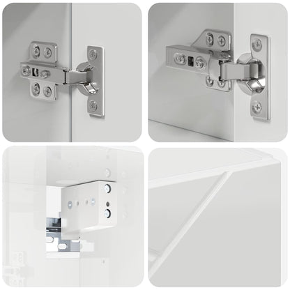 Set di mobili per il bagno con cassetto 4 pcs Bianco Lucido | homemem39