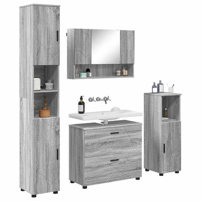 Set di mobili per il bagno con cassetto 4 pcs Grigio Sonoma