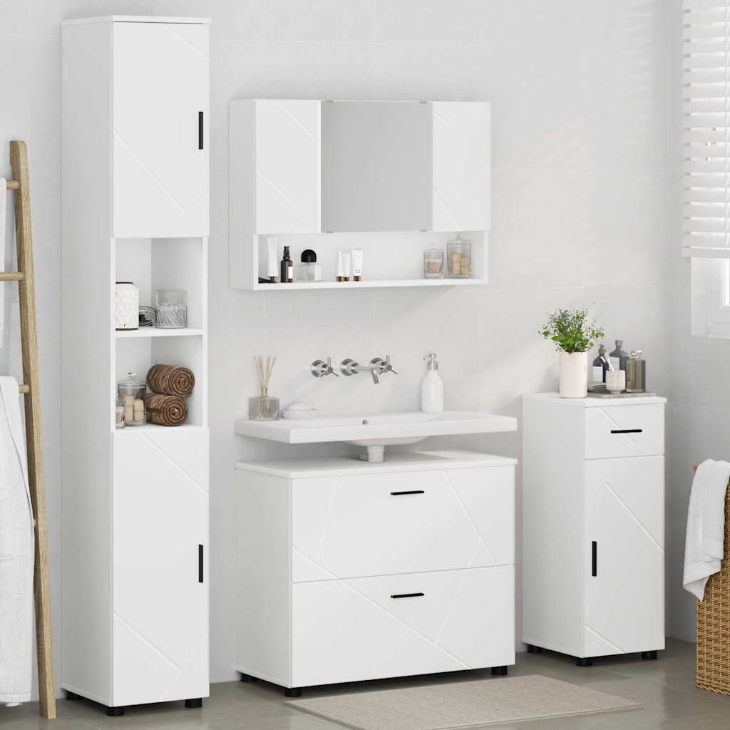 Set di mobili per il bagno con cassetto con porta 4 pcs Bianco | homemem39