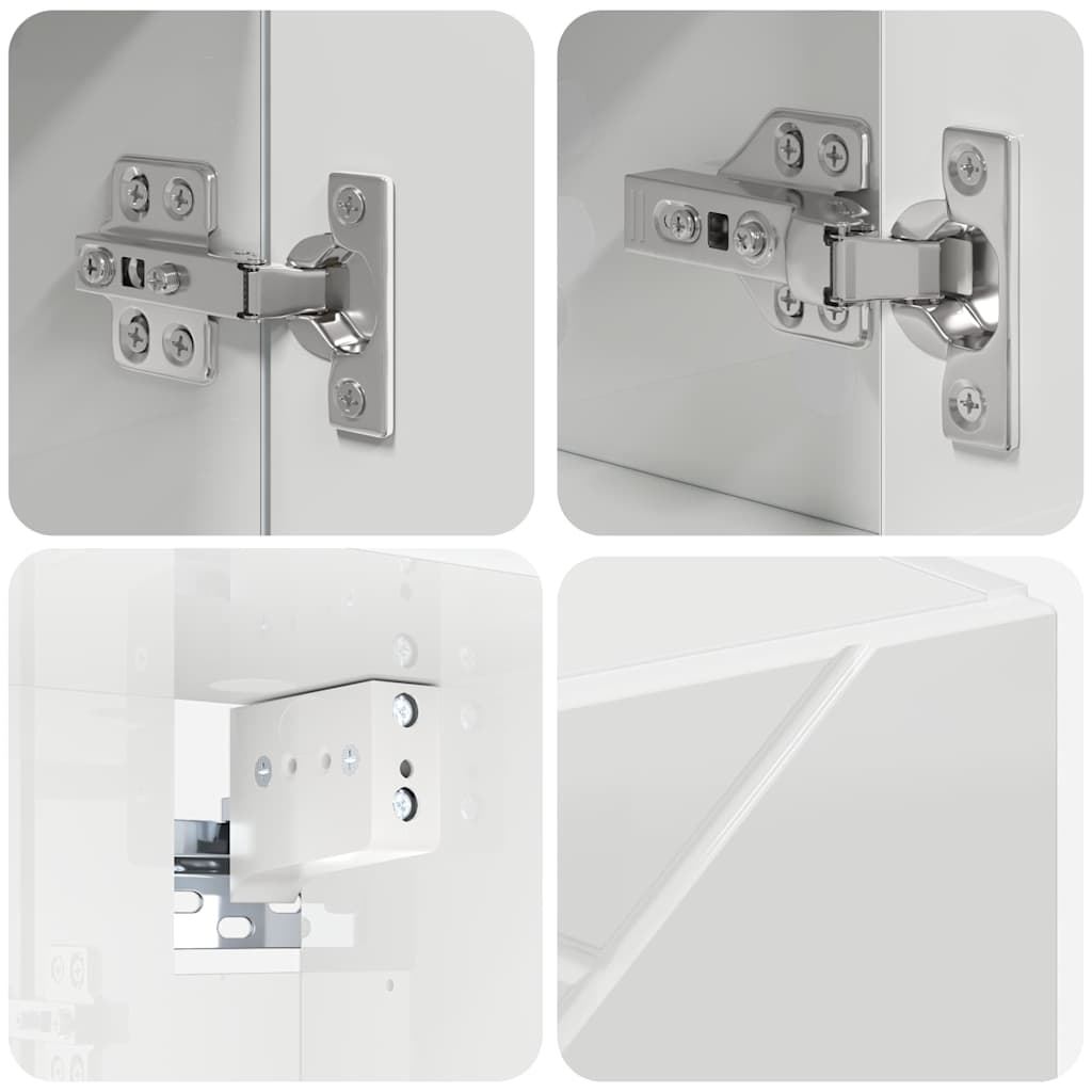 Set di mobili per il bagno con cassetto 4 pcs Bianco Lucido | homemem39
