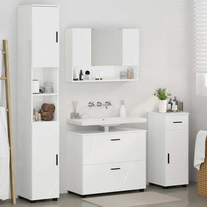 Set di mobili per il bagno con cassetto 4 pcs Bianco Lucido | homemem39