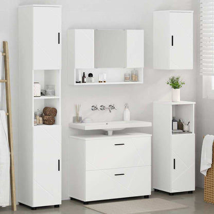 Set di mobili per il bagno con cassetto con porta 5 pcs Bianco | homemem39