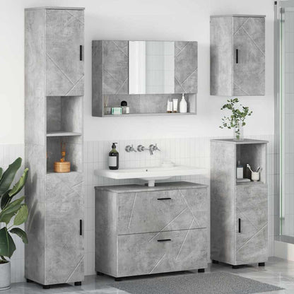 Set di mobili per il bagno con cassetto 5 pcs Grigio cemento