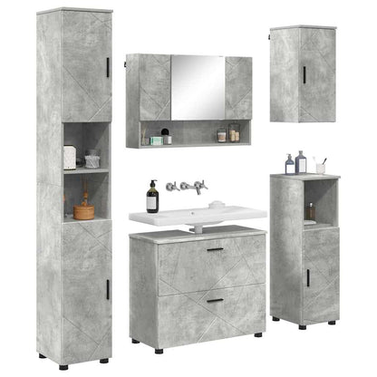Set di mobili per il bagno con cassetto 5 pcs Grigio cemento