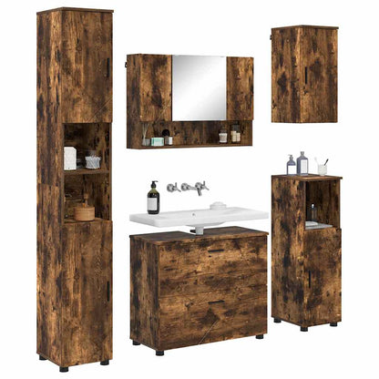 Set di mobili per il bagno 5 pz Rovere fumé 35 x 30 x 192 cm