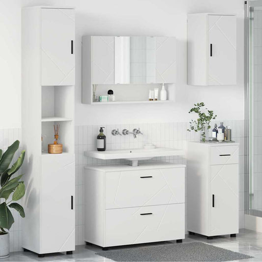 Set di mobili per il bagno con cassetto con porta 5 pcs Bianco | homemem39