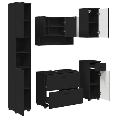 Set di mobili per il bagno 5 pz Nero 35 x 30 x 192 cm