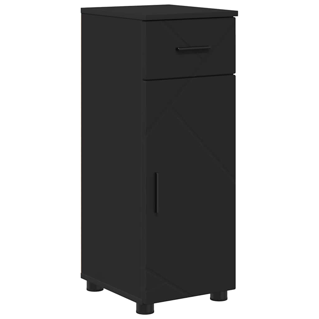 Set di mobili per il bagno con cassetto con porta 5 pcs Nero | homemem39