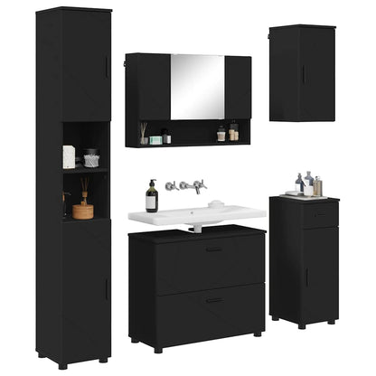 Set di mobili per il bagno 5 pz Nero 35 x 30 x 192 cm