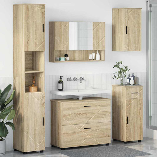 Set di mobili per il bagno 5 pz Rovere Sonoma 35 x 30 x 192 cm | homemem39