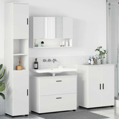 Set di mobili per il bagno con cassetto con porta 4 pcs Bianco | homemem39