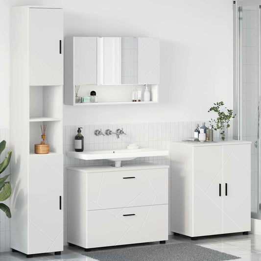 Set di mobili per il bagno con cassetto con porta 4 pcs Bianco | homemem39
