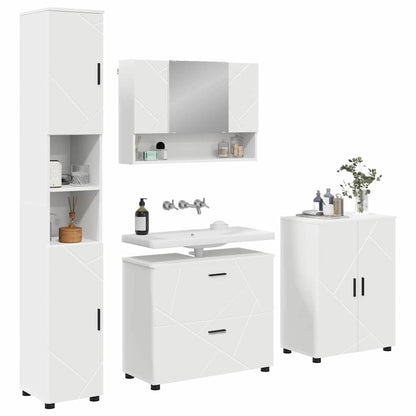 Set di mobili per il bagno con cassetto con porta 4 pcs Bianco | homemem39